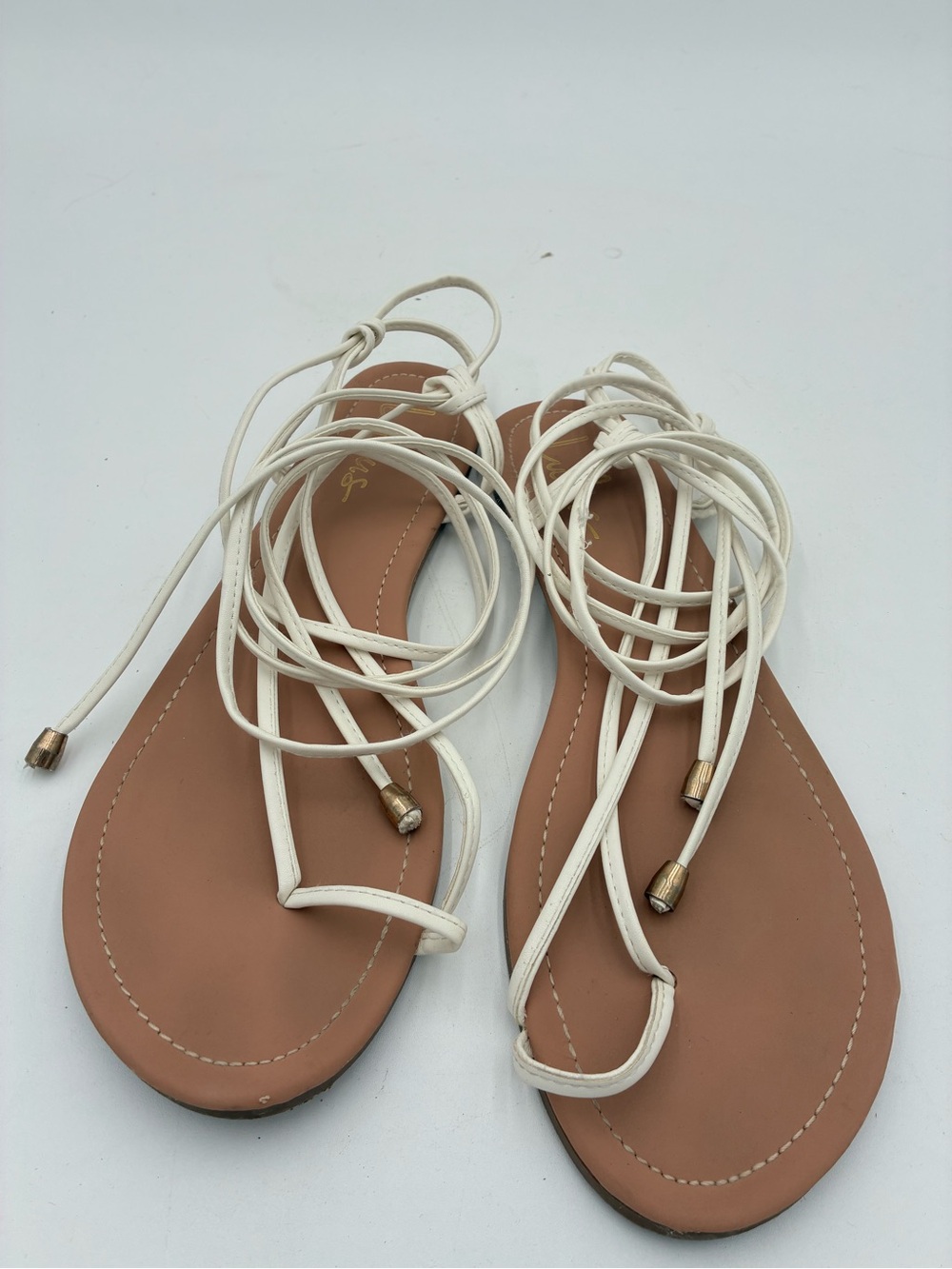 Lulu's White Lace-Up Gladiator Sandals - Picture 3 of 5